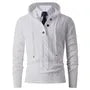 Henley Plain Drawstring Hooded Cable Knit Sweater