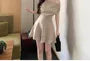 Short-Sleeve Off Shoulder Plain Mini A-Line Dress