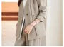 V-Neck Plain Single Button Blazer / Mid Rise Plain Wide Leg Dress Pants / Set