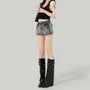 High Waist Washed Denim Shorts