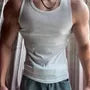 Scoop Neck Plain Ribbed Slim Fit Tank Top