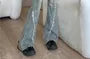 Mid Rise Washed Distressed Flared Jeans