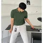 Short Sleeve Cable Knit Polo Shirt