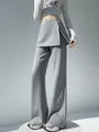 Mid Rise Plain Slit Skirt Overlay Flared Sweatpants