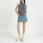 Halter Neck Plaid Bubble Hem Top