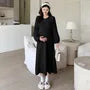 Maternity Long-Sleeve Knit Midi A-Line Dress