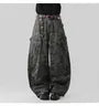 High Waist Camouflage Print Wide Leg Cargo Pants