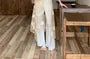 Sleeveless Stand Collar Asymmetrical Slit Lace A-Line Dress / Elastic Waist Plain Wide Leg Pants