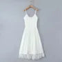 Spaghetti Strap V-Neck Lace Midi A-Line Dress