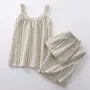 Pajama Set: Scoop Neck Pinstriped Tank Top + Pants