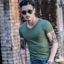 Short Sleeve V-Neck Striped T-Shirt