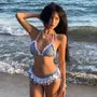 Halter Gingham Ruffle Bikini Set