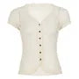Cap Sleeve V-Neck Lace See-Through Slim-Fit Blouse