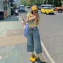 Low Waist Washed Wide Leg Jorts