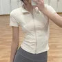 Short-Sleeve Plain Zipped Sports Top