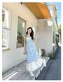 Spaghetti Strap Plaid Mock Two-Piece Maxi Sundress