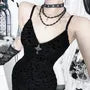 Spaghetti Strap V-Neck Lace Midi Sheath Dress