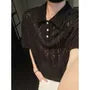 Shor-Sleeve Perforated Plain Polo Shirt