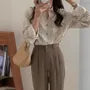 Long-Sleeve Collared Striped Shirt