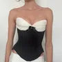 Two Tone Bow Panel Tube Corset Top