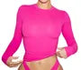 Long-Sleeve Round Neck Plain Slim-Fit Crop Top