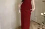 Sleeveless Square Neck Plain Slit Midi Sheath Dress