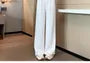 High Rise Plain Frog Button Wide Leg Dress Pants