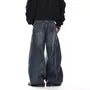 Mid Rise Paneled Washed Wide Leg Jeans