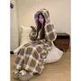 Pajama Set: Plaid Fleece Hoodie + Pants