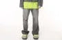 Collared Washed Button Denim Jacket / Mid Rise Flared Jeans