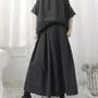 Mid Rise Plain Pleated Cropped Wide Leg Pants