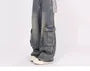 Mid Waist Washed Baggy Cargo Jeans