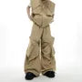 Drawstring Waist Plain Wide Leg Cargo Pants