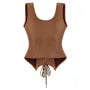 Sleeveless Square Neck Plain Lace Up Bustier Top