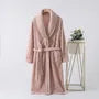 Couple Matching Shawl Collar Plain Coral Fleece Tie Front Robe (Various Designs)