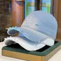 Faux Pearl Distressed Denim Baseball Cap