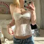 Lace See-Through Ruched Open-Back Tube Top
