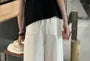 High Waist Plain Cropped Wide Leg Pants
