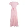 Cap Sleeve V-Neck Lace-Trim Polka Dot Maxi Pencil Dress