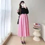Maternity Long-Sleeve Two Tone Midi A-Line Dress