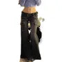 Low Waist Washed Bell Bottom Cargo Jeans