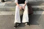 Mid Rise Plain Wide Leg Jeans