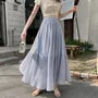 High Rise Plain Accordion Pleated Maxi A-Line Skirt