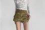Mid Rise Washed Denim Cargo Shorts