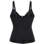 V-Neck Plain Zip-Up Crop Corset Top