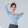 Puff-Sleeve V-Neck Plain Shirred Dance Top