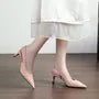 Stiletto Pointed Toe Plain Faux Leather Panel Slingback Sandals