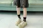 Mid Rise Washed Distressed Denim Wide Leg Shorts