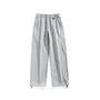 Drawstring Waist Contrast Stitched Loose Fit Sweatants