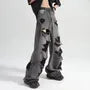 Low Rise Washed Distressed Wide Leg Jeans